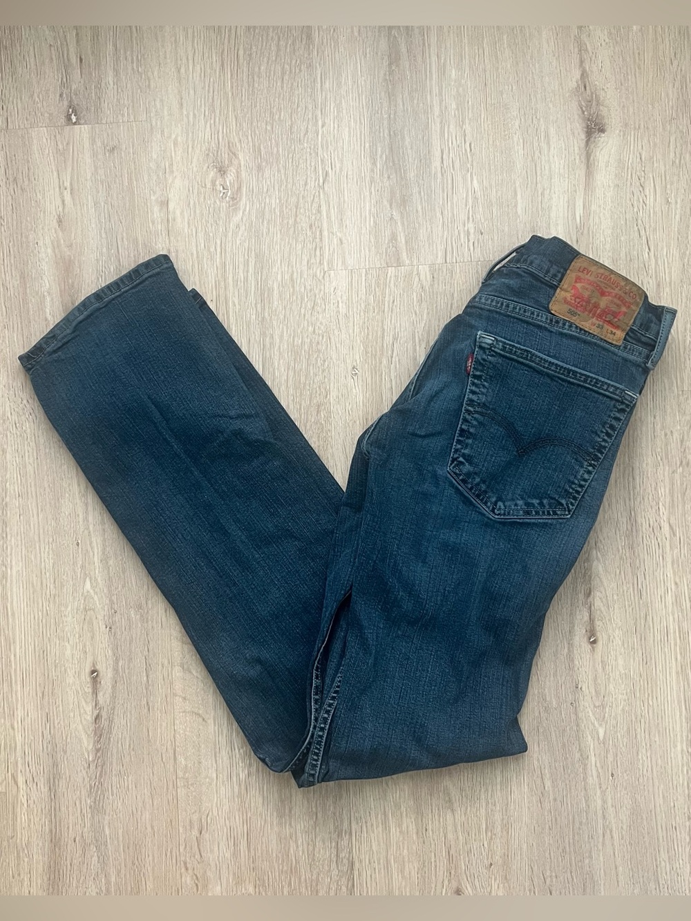 Levi's 505 Regular Fit Jeans Mens 33x34 Blue Stretch Denim Straight Leg